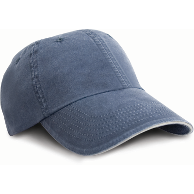 Washed Fine Line Cotton Cap with Sandwich peak